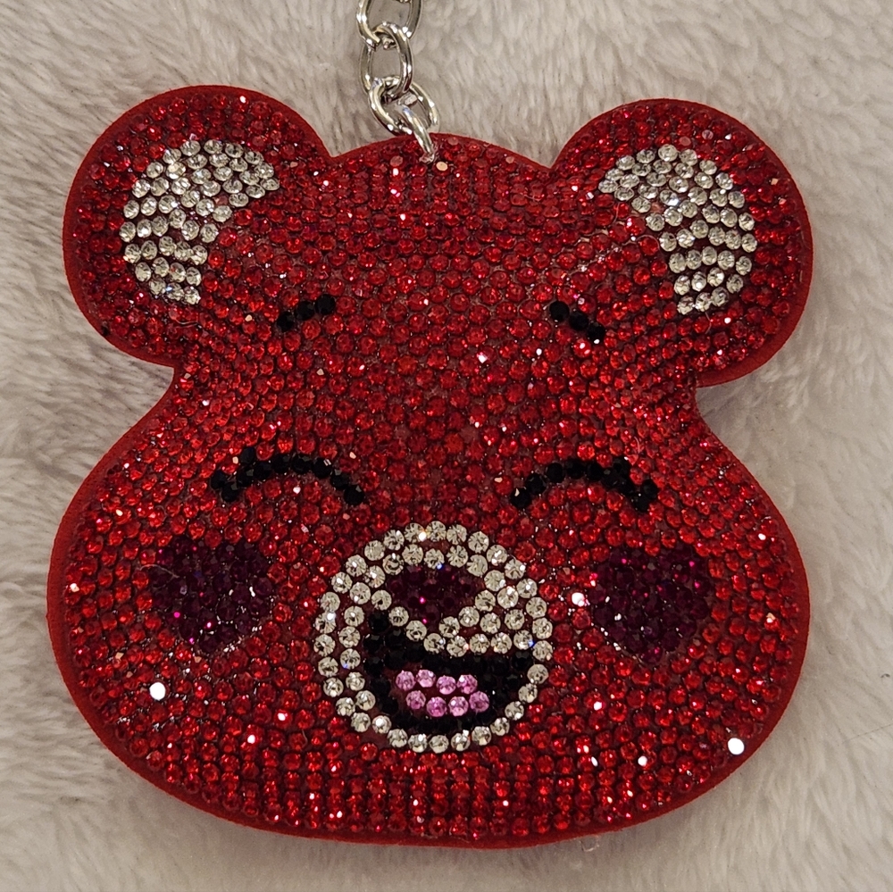 Care Bear Red Rhinestone Keychain Bag Charm - Picture 2 of 4